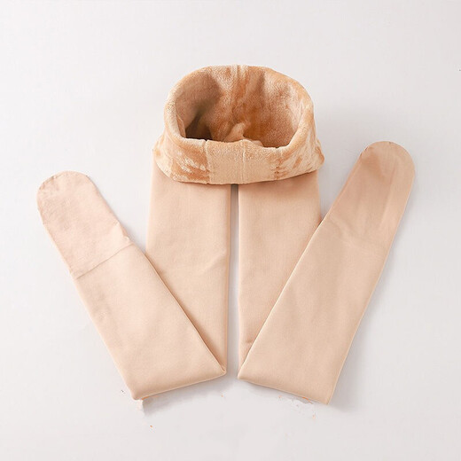 Леггинсы телесного цвета для девочек с перьями, зимние бархатные и утолщенные детские колготки, весенние и осенние теплые тренировочные белые танцевальные носки, цвет кожи стопы, бархатные и утолщенные, один размер подходит всем, размер M, рекомендуемый рост 110-125 см.