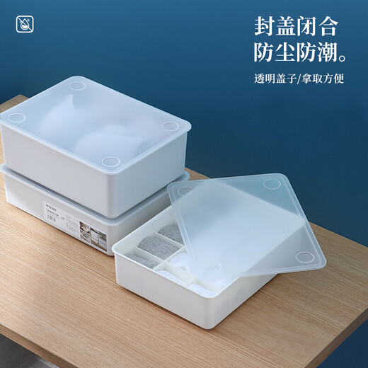 Baicaoyuan Underwear Storage Box Plastic Covered Underwear Socks Bra Organizing and Storage Box 15 Grids Gray