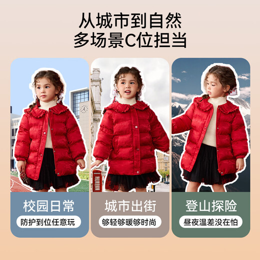 ASK JUNIOR New Year's wear girls' cotton-padded clothes winter children's fungus lapel cotton-padded coat jacket quilted warm cotton-padded jacket red 130