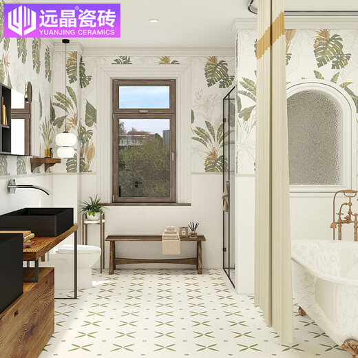 Yuanjing 600x1200 Matte Tallado de taller fino conejo Estampado azulejos de cerámica estampada de estilo de crema retro francesa y baldosas de pared de baño H12605 mate de porcelana completa (mixta) 600x1200