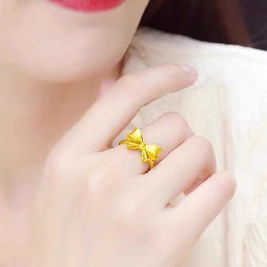 DR-FLVVS Fat Donglai's same style 18K gold butterfly ring knot 2024 new 18k color gold live ring twist gift twist style bow + gift box opening adjustable