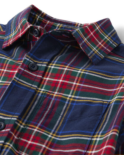The Children's place boys' long-sleeved shirt, pure cotton, casual and versatile, two-pocket design Tidal Plaid Small