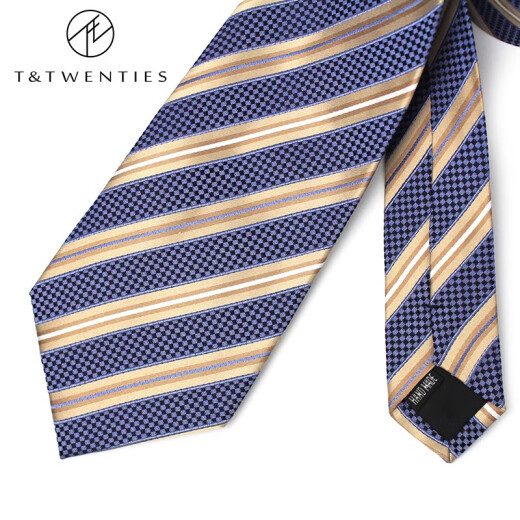 T/zwanziger Jahre Herren Mulberry Silk Seidenbreite Krawatte Herrengeschäft Formale Wege Professionelle Interview Marke handgefertigte blaue Stripted-Krawatte AS2677 Big Arrow 8,5 cm breit