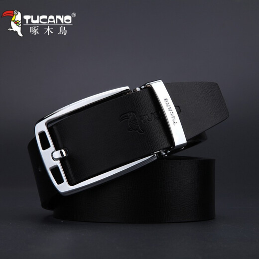 Woodpecker Belt Men's Genuine Leather Pin Buckle Belt Simple Business Casual Versatile Youth Korean Style Cow Leather Trouser Belt Genuine