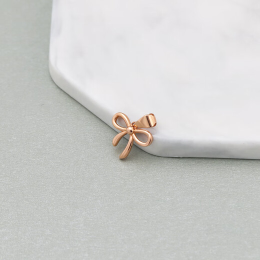 Gold fork 18K rose gold platinum gold bow pendant K gold plain gold women's pendant necklace pendant 18K rose gold 0.89g