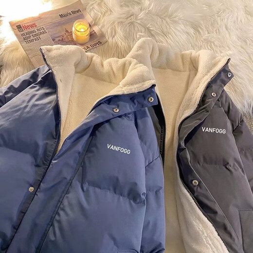 Guangma Baumwollmantel Männer 2024 Neuer gutaussehender Brotanzug Hong Kong Style Lose Ständer Collar Cotton Coat Trendy Cotton Jacket Student Jacke Männer grau (mit samt verdickter Winterstil) 689 2xl Empfehlung 150-165jin [Jin gleich 0,5 kg]