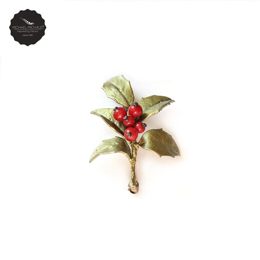 Michael Michaud German Light Luxury Jewelry Holly Fruit Jewelry Brooch Literary Retro Men's Valentine's Day Gift Holly Fruit Brooch Small (6216)