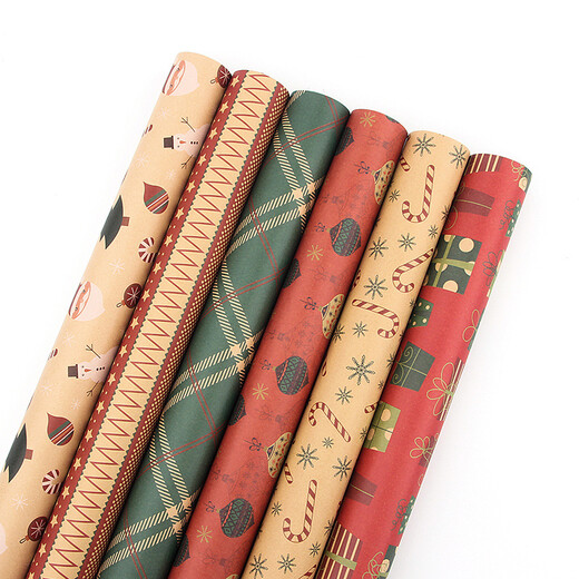 DOROCH Christmas wrapping paper 6 sheets with ribbon twine gift wrapping paper birthday gift DIY handmade paper kraft paper