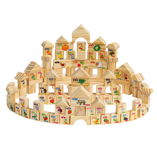 Sangetian (Sangty) Kinderbausteine ​​intellektuelle Puzzle -Form -Bausteine ​​zusammengebaut Spielzeug 100 Spielzeug für kleine Kinder, Jungen und Mädchen (2909) 100 Gemüse, Obst und Tiere Bausteine