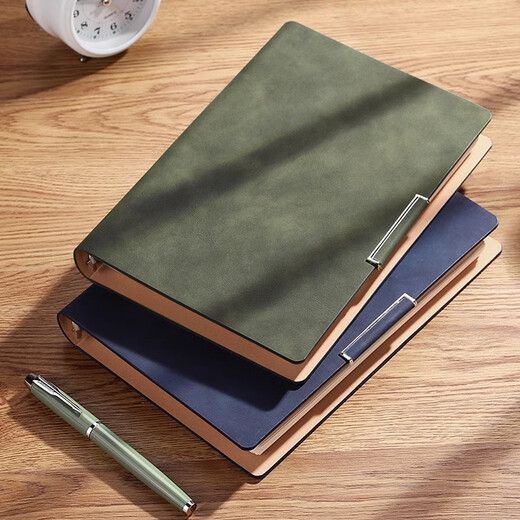 Barra de oveja retro piel Libro de hoja suelta Personalizado 2025 Nuevo cuaderno se puede separar la superficie de cuero de estudiante de estudiante universitario se puede almacenar una conferencia de trabajo engrosado de la conferencia de notas personalizadas 12033-pen inserto-a5 verde claro