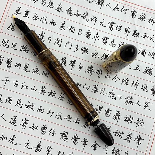 永生699钢笔负压上墨铱金笔大容量明尖办公练字新品水笔 透明银夹(实色笔握) F尖0.5mm 标配 明尖