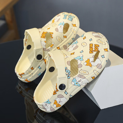 G.DUCKKIDS little yellow duck boy slippers 2025 new summer children's indoor anti-slip hole shoes medium big boy two-wear sand puppy cream yellow 33