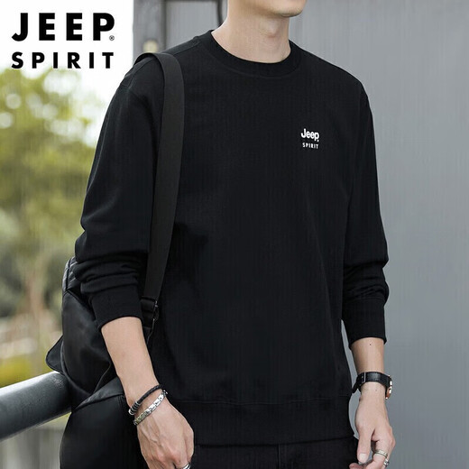 JEEP SPIRIT Jeep sweatshirt men's autumn and winter tops men's sweatshirt round neck bottoming shirt men's black XL