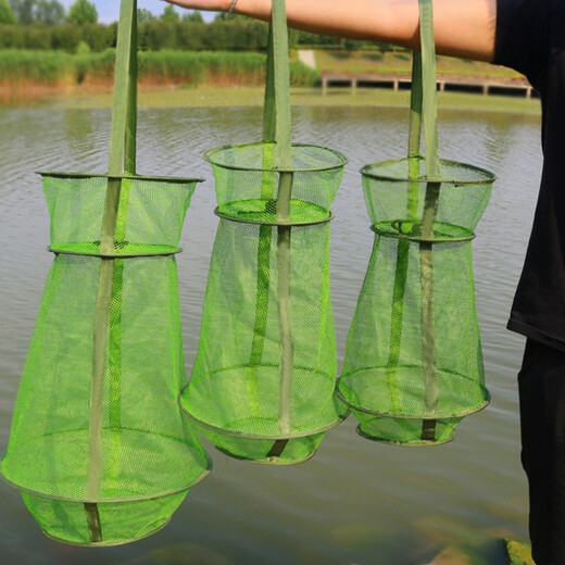 Portable small fish protection, simple foldable fish and shrimp basket, anti-hanging, quick-drying, thickened crab and lobster anti-jump net bag fishing gear, small size (length 50CM)