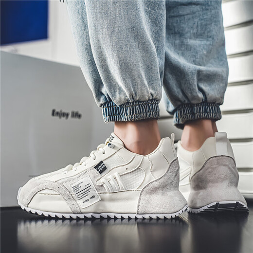 Mvpboy Laufschuhe Herren neuer Frühling Vielseitige Gelegenheitssportschuhe Herrenbeutel Vaters Schuhe atmungsable Mesh Schuhe Herrenschuhe Sonnenschein C681 White 42
