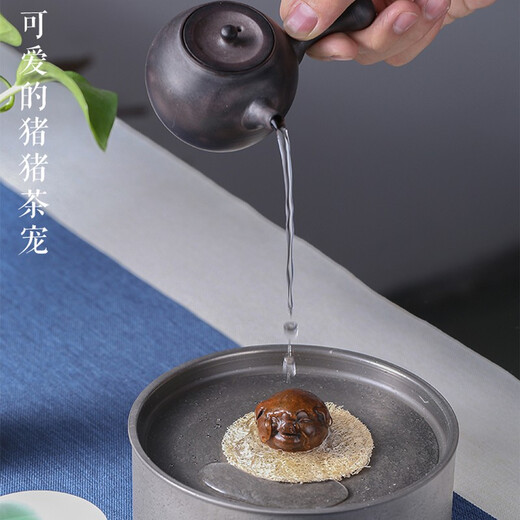 KAZUNORI Handmade Lucky Pig Tea Pet Home Cute Tea Pet Tea Ceremony Ornament Copper Tea Set Accessories Creative Boutique Tea Art Zodiac Zen Retro Tea Pet Piggy Tea Pet