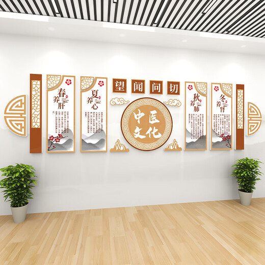 中医文化墙贴画 中医养生馆文化墙贴理疗美容院中医药文化墙面装 x1105A-5侎侎 小