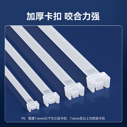 山泽 自锁式尼龙扎带 小号国标2.5*200mm 电脑装机 园艺 理线束线捆扎绑带 白色 约100根/袋ZD-40