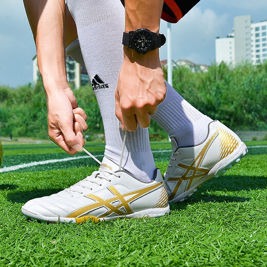 
FEELACES football shoes broken nails TF men and women adult children's shoes for youth anti-slip training artificial grass middle school entrance examination leather rubber sole shoes 2022 Platinum broken nails 41 [socks + protective plate + shoe bag]