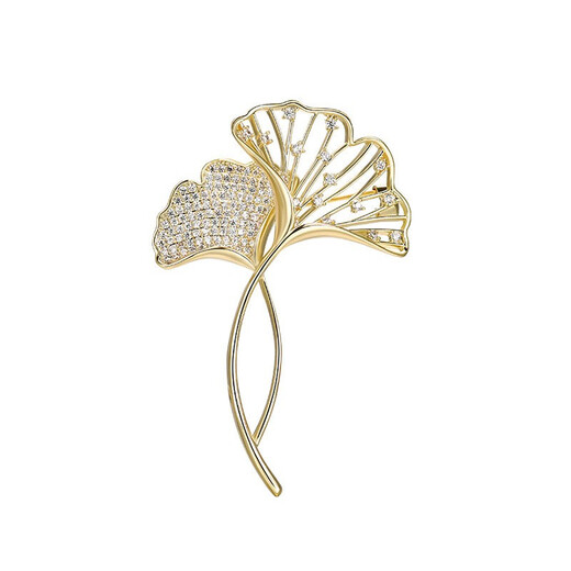 SENDME Ginkgo Leaf Brooch Women's High-end Corsage Suit Pin Fashion Accessories Birthday Gift for Girlfriend Ginkgo Leaf Brooch