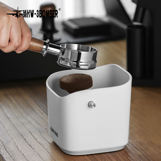 MHW-3BOMBER bomber coffee grounds bucket, home bar desktop trash can, espresso machine waste powder residue knocking bucket residue box, anti-powder residue splashing small square residue bucket-dazzling black