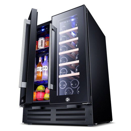 Odino Nationwide Warranty Export Quality Odino Red Wine Cabinet Constant Temperature Wine Cabinet Double Door Embedded Household Small Wine and Foreign Wine Cabinet Air-cooled and Frost-free Left Tea + Right Red Wine (Black Glass Door)