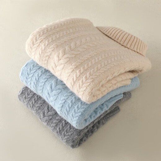 To the riceless [100% wool] Three-strand thickened children's pure wool sweater for boys turtleneck pullover sweater for girls knitted velvet sweater for grey 160CM