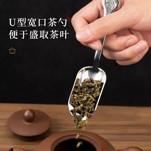 YIJUKE 2-piece set, thickened stainless steel tea clip, tea spoon, tea tweezers, tea clip, tea spoon, tea set accessories