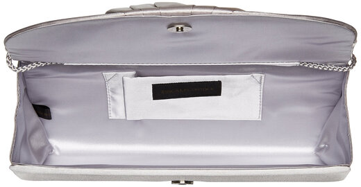Jessica McClintock Angel Satin Tuxedo Flap Evening Clutch, Silver Silver One Size Fits All