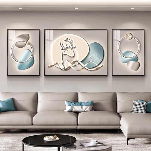 
Aohan Light Luxury Living Room Decoration Painting Abstract Triptych Modern Simple Sofa Background Wall Hanging Painting Wall Atmospheric Wall Wall Painting JD14082 Left and right 40*60 80*60 Crystal porcelain aluminum alloy black frame