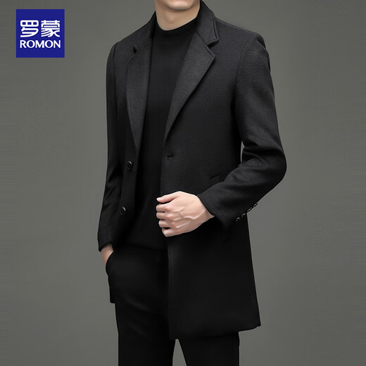 Lomon wool coat men's casual business formal clothes wool coat coat jacket LL1931 black 3XL