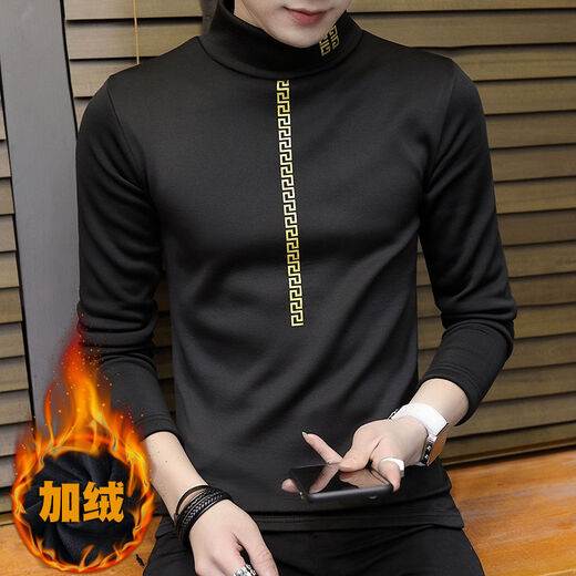 WALF男士长袖T恤秋冬款服男冬季高领加绒加厚男 黑   色 6623小 L/100-115斤