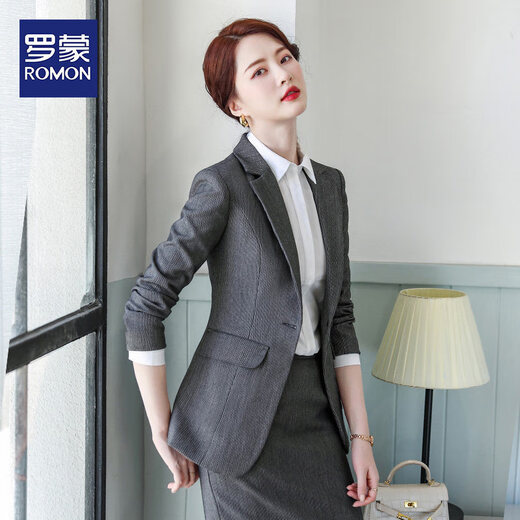 Luo Meng 2025, женский весенне-осенний стиль, небольшой костюм, облегающий топ, модный стиль, удобный тканевый костюм с длинными рукавами для женщин, серый костюм + брюки 3XL