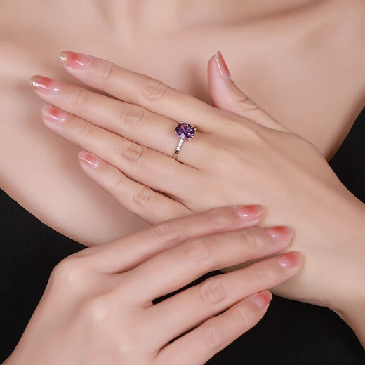 Tingliang 2 carat amethyst ring 18K gold crystal ring colored gemstones for your lover No. 12-19 in stock