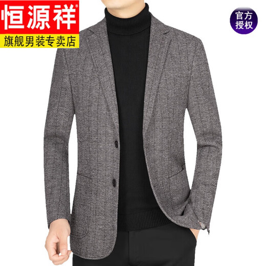 Hengyuanxiang wool wool suit jacket for men 2025 new middle-aged men's casual casual daddy casual suit versatile new product gray brown 170/M