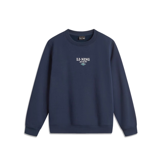 Li Ning Outdoor Sports 2024 New Winter Casual and Versatile Men's Round Neck Pullover Warm Plus Fleece Sweatshirt AWDU679 Flower Gray AWDU679-2 S