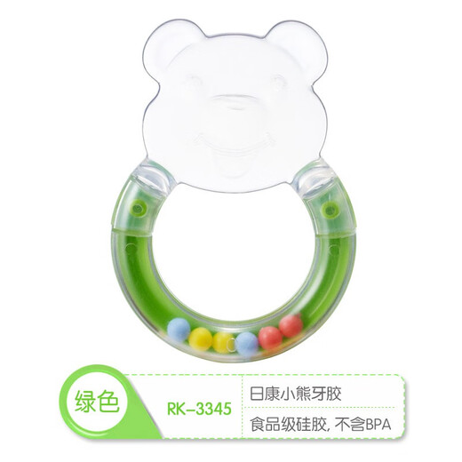 Rikang (rikang) baby teether, baby molar teether, oral chewing gum, children's toy, soothing chewing gum cartoon shape, 3345 bear teether, blue
