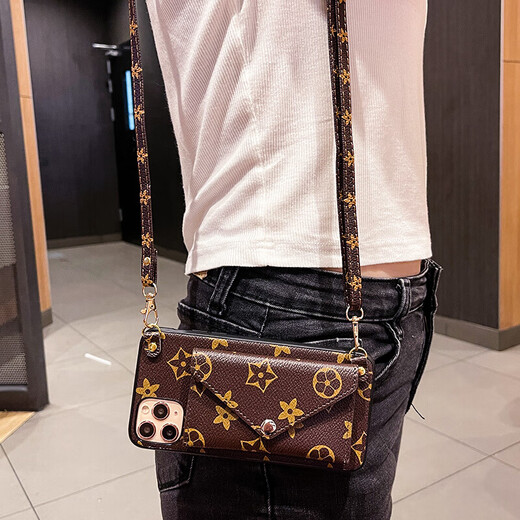 胜枫 苹果13promax手机壳新款13Pro拆卸零钱包插卡斜挎苹果12背带式挂绳简约潮款后苹果11外壳 苹果13promax  配斜挎长绳