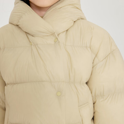 
jnby by JNBY Jiangnan cloth children's clothing autumn and winter down jacket thickened warm soft hooded boys and girls children 1NAC12610 748 light bean yellow 140 cm