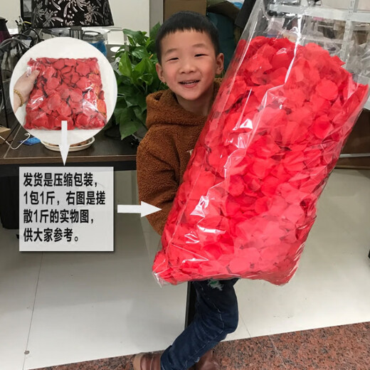 Chenbu artificial rose petals arrangement, wedding fake flower decoration, proposal, birthday confession, stage props, wedding hand-spreading flowers, no rubbing, dark pink, 1Jin Jin is equal to 0.5kg, about 8000 pieces