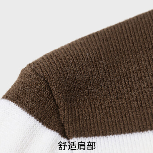 七匹狼【狼族生活】羊毛衫男士冬季保暖时尚条纹圆领套头男装舒适毛衣男 301(深褐色) 170/88A/L