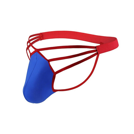 Men's Sexy Thong Low Waist Hollow Fat Bear Large Size Briefs Bundled Highlight Thong Briefs SDH549 Blue XL