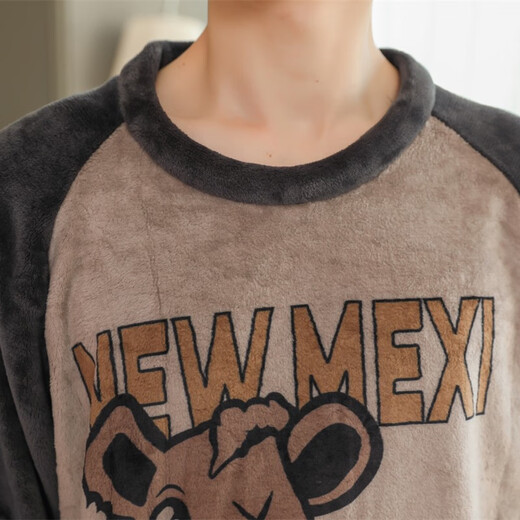 
Men's pajamas for men in autumn and winter flannel thick warm middle-aged and young students cartoon round neck winter home clothes WYEX3888 men's L size (recommended 90-115 Jin [Jin equals 0.5 kg]) All size