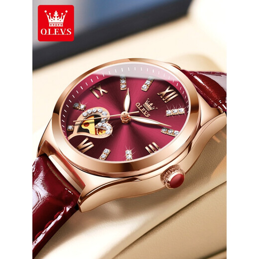 Olius 2025 Neue Schweizer Top Ten Brand -Uhren für vollautomatische mechanische Uhren von Frauen, die Top Ten Ten Uhren, Gürtel, wasserdicht 6636 Elegant Blau [Lederband]