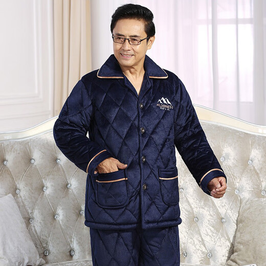 Anyan Pajamas Hiver Men's épaissis en velours corallien à trois couches Flanlle chaude en coton serré en coton pour hommes vêtements d'automne et hiver 6629 Badge de montagne L taille 90 Jin [Jin est égal à 0,5 kg] -115 Jin [Jin est égal à 0,5 kg]