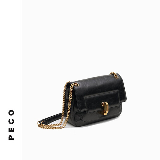 
PECO bag 846P line series new one-shoulder crossbody chain wandering bag cowhide square bag travel bag send girlfriend gift classic blackhead layer oil wax cowhide spot