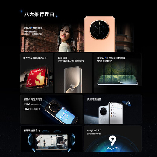 Honor Magic7 New 5G Direct Screen Mobile Phone Honor Mobile State Subsidy Zhaoxia Gold 16+1T Full Netcom