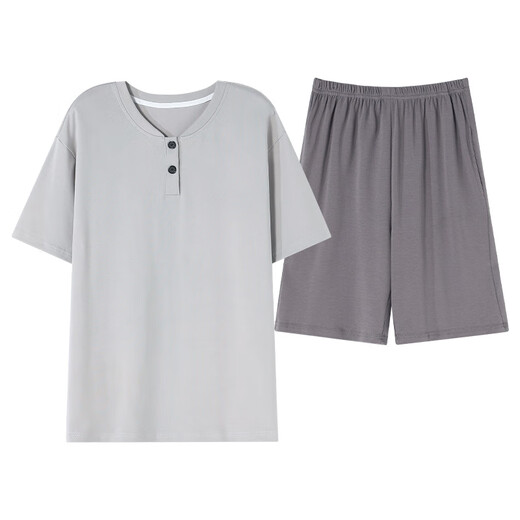 
Modal pajamas men's 2025 summer new cotton simple light luxury solid color cool feeling can be worn outside home clothing set ZY9764 men-XXL