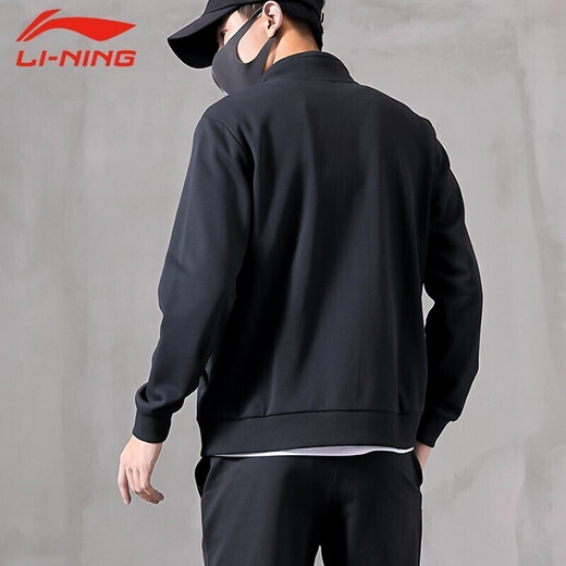 
Li Ning (LI-NING) jacket men's spring and autumn sweatshirt sports men's cardigan loose sports knitted top casual men's fitness casual clothing basic black (stand-up collar style) 2XL