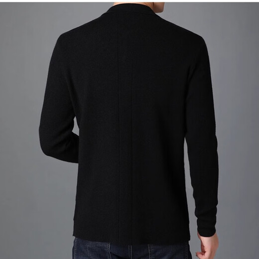 Lilan men's knitted jacket cardigan lapel autumn and winter men's wool casual high-end wool sweater jacket trendy black 170/88A (suitable for weight 120-130Jin Jin equals 0.5 kg)